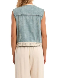 Blouson en coton stone uni pourvu d'une coupe droite et d'un col rond
