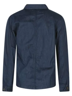 Blouson en jean denim en coton marine uni pourvu d'une coupe large