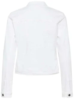 Blouson en Jean en coton mélangé blanc uni pourvu d'une coupe ajustée