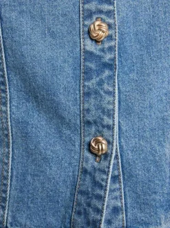 Blouson en jean en coton stone uni avec une coupe droite et de multiples poches