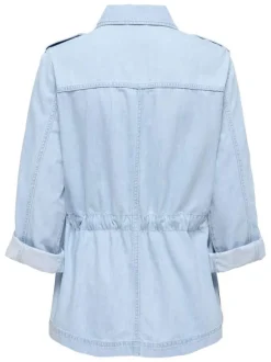 Blouson en jean en coton stone uni pourvu d'une coupe cintrée
