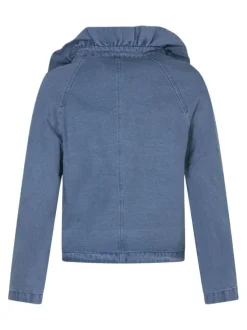 Blouson en jean à manches longues en coton stone uni avec une coupe droite