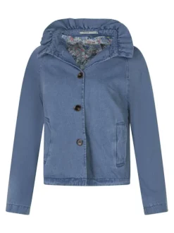 Blouson en jean à manches longues en coton stone uni avec une coupe droite