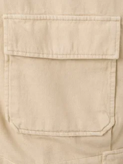 Blouson en lin écru uni pourvu d'une coupe droite et d'un col montant