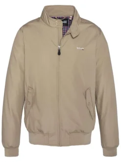 Blouson homme beige uni à coupe droite un col boutonné et fermeture zippée