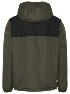 Blouson kaki uni avec un col col à capuche et une coupe droite