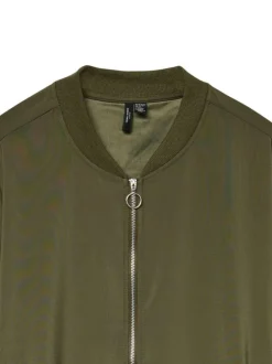 Blouson kaki uni avec une coupe droite et une fermeture zippée
