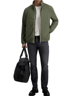Blouson kaki uni avec une coupe droite et une fermeture zippée