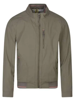 Blouson kaki uni avec une coupe droite, un col montant et 3 poches zippées