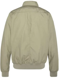 Blouson kaki uni coupe droite avec un col montant et des poches latérales
