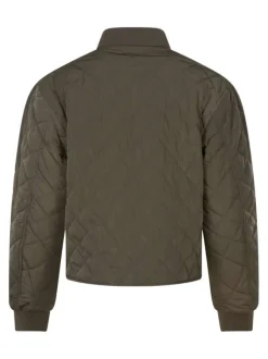 Blouson kaki uni à coupe droite, col bomber avec fermeture zippée et patch