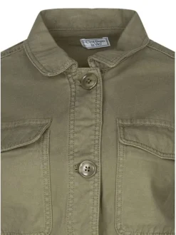 Blouson kaki uni pourvu d'une coupe droite et d'un col chemise