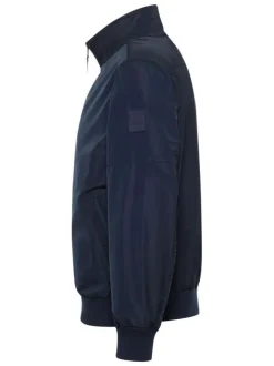 Blouson Limon marine uni en nylon avec coupe droite et col montant zippé