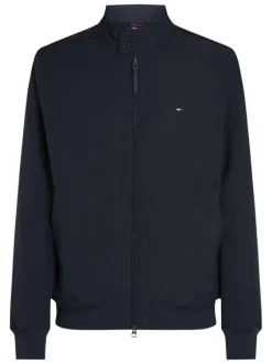 Blouson marine à coupe ajustée pourvu d'un col boutonné et de manches longues