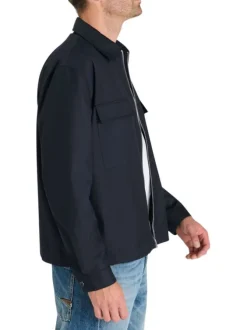 Blouson marine à coupe ajustée pourvu d'une fermeture zippée