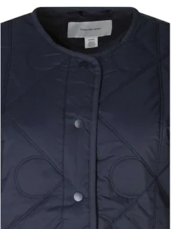 Blouson marine à coupe droite pourvu d'un col rond et de manches longues
