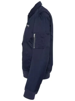 Blouson marine à coupe droite pourvu d'une fermeture zippée et d'un col à revers