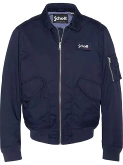 Blouson marine à coupe droite pourvu d'une fermeture zippée et d'un col à revers