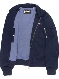 Blouson marine à coupe droite pourvu d'une fermeture zippée et d'un col à revers