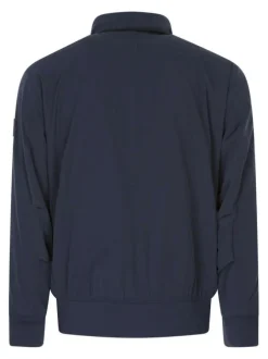 Blouson marine uni avec col à capuche intégrée et fermeture à zip