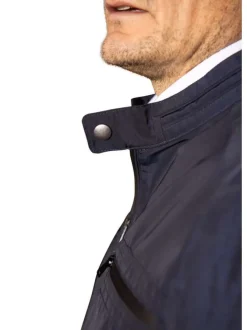 Blouson marine uni avec 2 poches latérales et 2 poches plaquées poitrine
