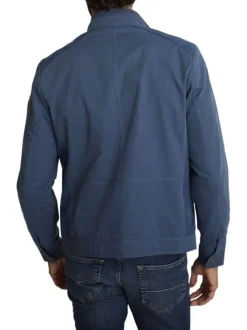 Blouson marine uni avec une coupe ajustée et une fermeture zippée