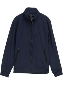 Blouson marine uni avec une coupe droite et des poches zippées à l’avant