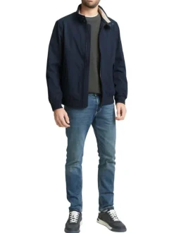 Blouson marine uni avec une coupe droite et deux poches raglan à l’avant