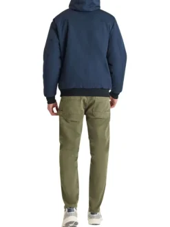 Blouson marine uni avec une coupe droite et un col à capuche
