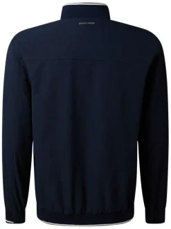 Blouson marine uni avec une coupe droite et une fermeture zippée
