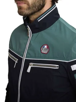 Blouson marine uni avec une coupe droite et une fermeture zippée