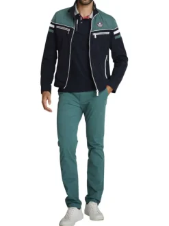Blouson marine uni avec une coupe droite et une fermeture zippée
