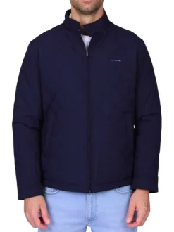 Blouson marine uni avec une coupe droite et un logo brodé à la poitrine