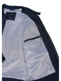Blouson marine uni avec une coupe droite un col boutonné et 5 poches