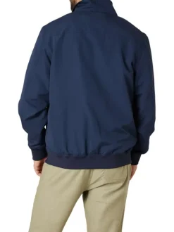 Blouson marine uni pourvu d'un col montant et d'une coupe droite