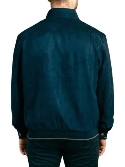 Blouson marine uni pourvu d'une coupe droite et d'un col montant