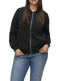 Blouson noir uni avec une fermeture zippée et une coupe droite