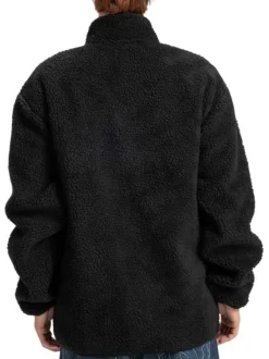 Blouson noir uni en maille effet sherpa et fermeture à glissière