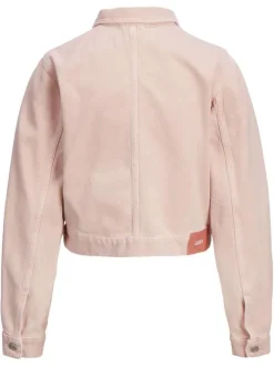 Blouson pêche en coton uni à col chemise et manches longues avec boutons argentés