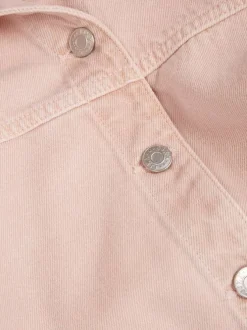 Blouson pêche en coton uni à col chemise et manches longues avec boutons argentés