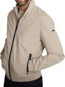 Blouson sable uni avec une coupe droite et des poches zippées