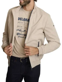 Blouson sable uni avec une coupe droite et des poches zippées