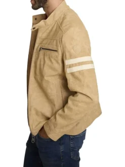 Blouson sable uni avec une coupe droite et des poches zippées