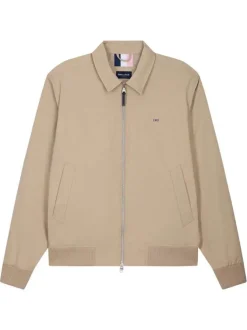 Blouson sable uni avec une coupe droite et un col à revers