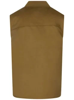 Blouson sans manches bronze uni avec une coupe droite et un col bomber