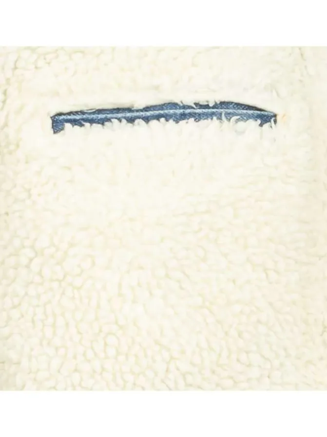 Blouson sherpa fourré en coton bleu jean avec une coupe droite