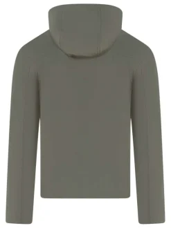 Blouson vert à coupe ajustée pourvu d'un col à capuche avec cordon de serrage