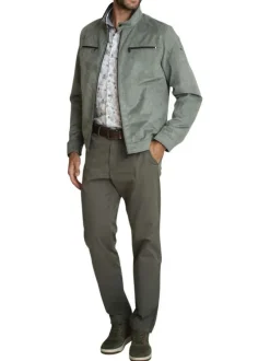 Blouson vert d'eau uni avec une coupe droite et un col montant