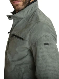 Blouson vert d'eau uni avec une coupe droite et un col montant
