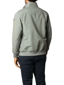 Blouson vert sauge uni à coupe droite et à col montant avec des poches zippées
